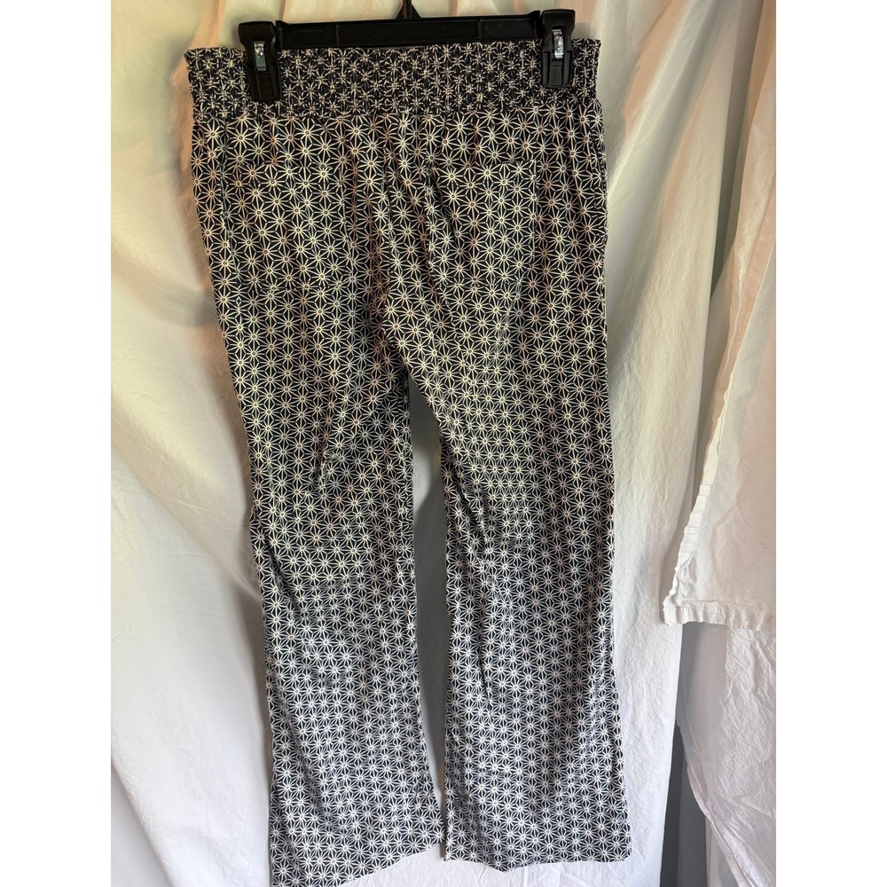 Roxy Womens Navy Blue White Geometric Star Print Smocked Waist Pants Size Medium - Picture 3 of 3